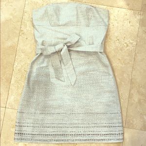 Silver Linen Strapless Dress